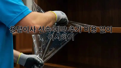 용달이사 신속 예약: 추가 비용 없이 이사하기